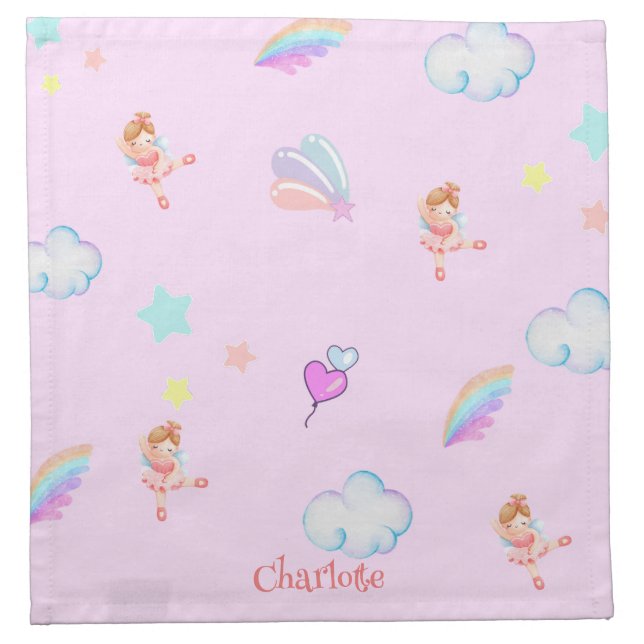 Magical Ballet rainbow gradient birthday party kid Cloth Napkin (Front)