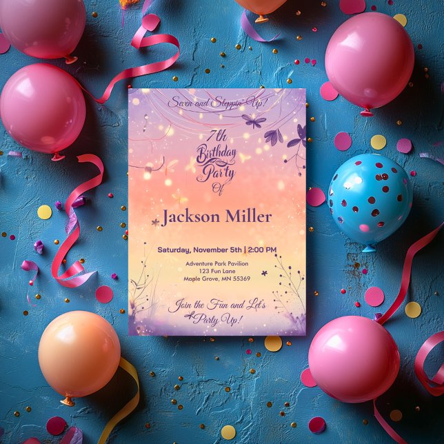 Magical Balloon Birthday with Adorable Puppy Invitation (Creator Uploaded)