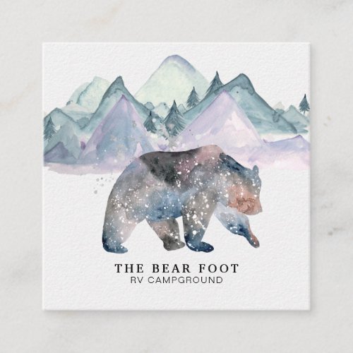  Magical Bear Mountains and Pine Trees Square Business Card