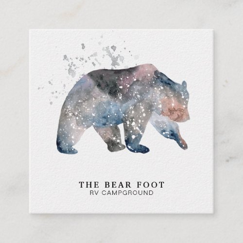  Magical Bear  Nature Outdoors Watercolors Square Business Card