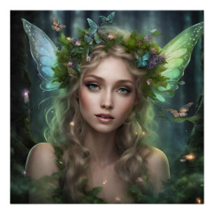 Magical Beautiful Nature Forest Fairy Poster