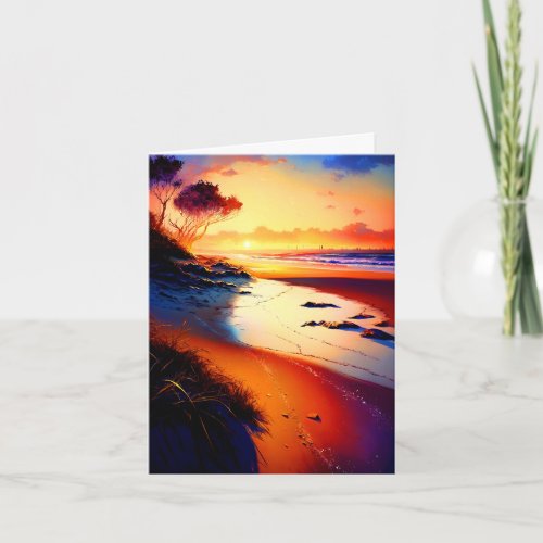 Magical Beautiful Sunset Beach Scene Card