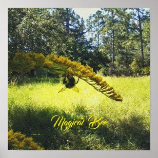 Magical Bee, Bee Poster, Bee and Flowers Poster,  Poster
