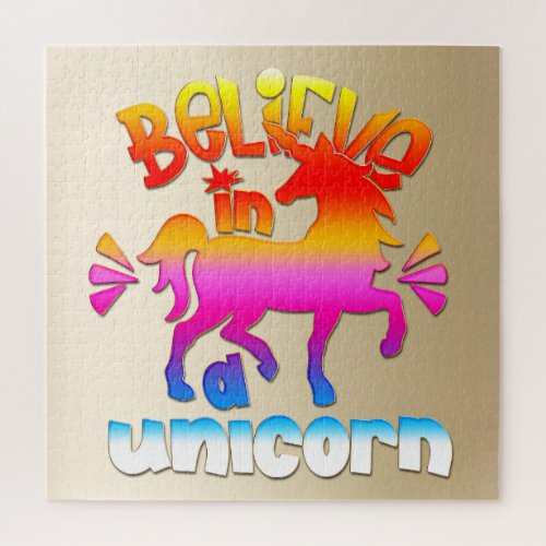 Magical Believe in a Rainbow Unicorn Jigsaw Puzzle