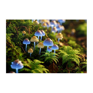 Magical Bioluminescent Fungi - Deep Forest Acrylic Print