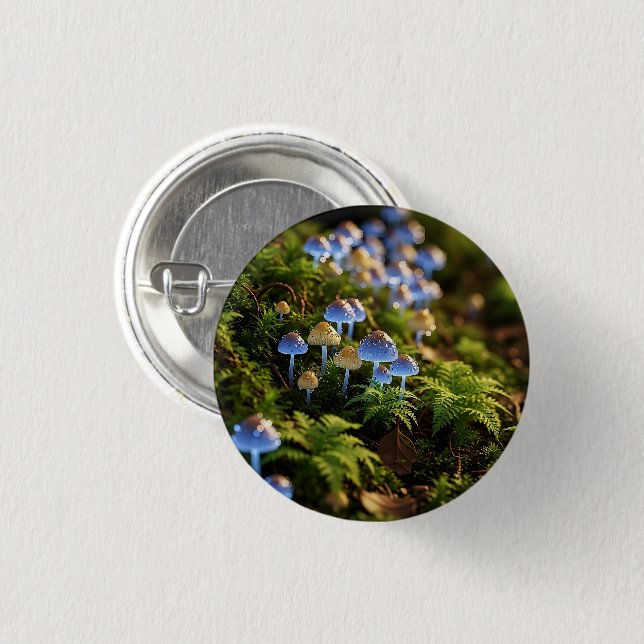 Magical Bioluminescent Fungi - Deep Forest Button (Front & Back)