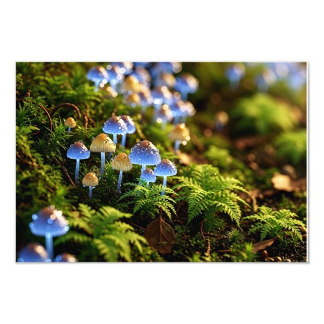 Magical Bioluminescent Fungi - Deep Forest Photo Print (Front)