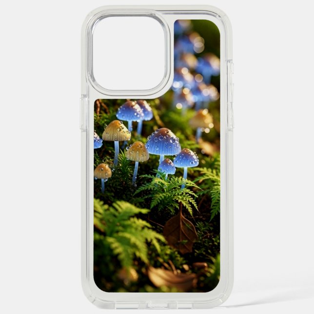 Magical Bioluminescent Fungi - Deep Forest Speck iPhone Case (Front)