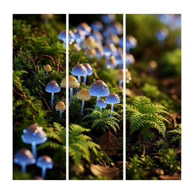 Magical Bioluminescent Fungi - Deep Forest Triptych (Front)