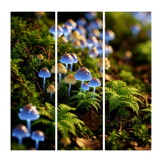 Magical Bioluminescent Fungi - Deep Forest Triptych (Front)