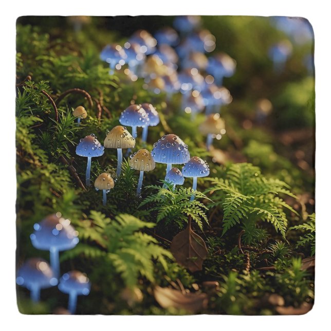 Magical Bioluminescent Fungi - Deep Forest Trivet (Front)