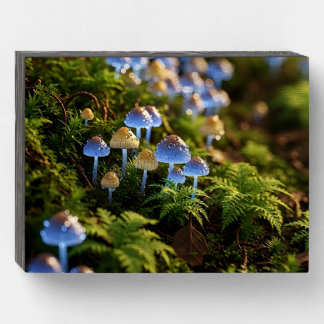 Magical Bioluminescent Fungi - Deep Forest Wooden Box Sign