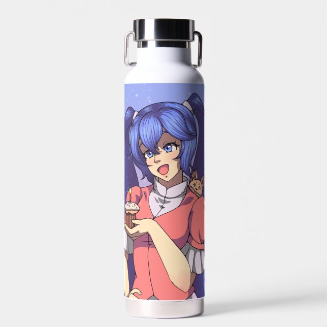 Magical Birthday Anime Girl Water Bottle (Front)
