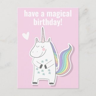 Magical Birthday - Cute Kids Unicorn Postcard