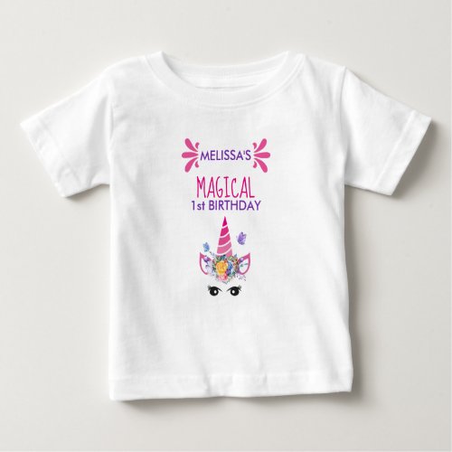 Magical Birthday Cute Pink Unicorn Baby T_Shirt