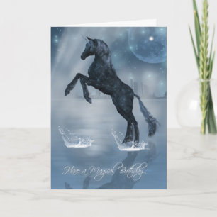 Magical birthday dark fantasy Unicorn Card