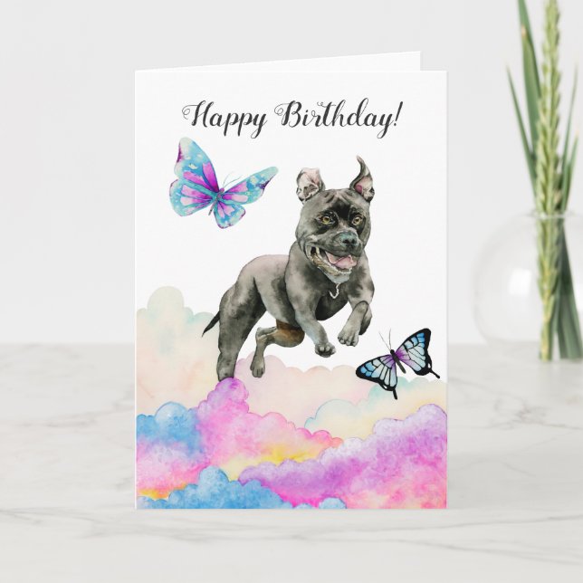 Magical Birthday Dog Watercolor Card (Front)