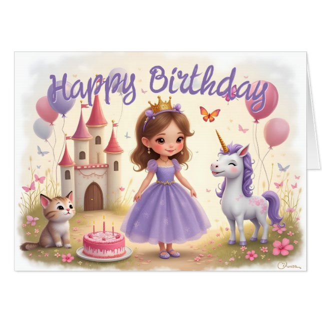 Magical Birthday in a Fairy Tale World Card (Front Horizontal)