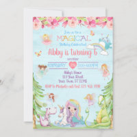 Magical Birthday Party Invitation Unicorn Narwhal