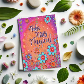 Magical Birthday Trendy Floral Modern Feminine Card