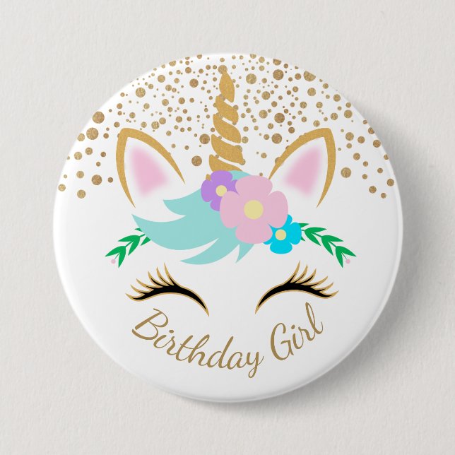 Magical Birthday Unicorn Button (Front)