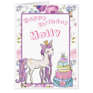 Magical Birthday Unicorn Girly Colorful Rainbow Card