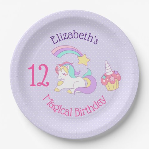 Magical Birthday Unicorn Shooting Star  Cupcake Paper Plates