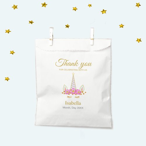 Magical Birthday Unicorn with Gold Confetti Favor Bag
