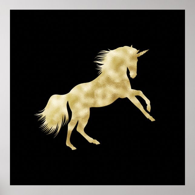 MAGICAL BLACK AND GOLDEN UNICORN  POSTER (Front)