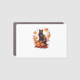 Magical Black Cat in Autumn Forest � Celestial Fal Car Magnet
