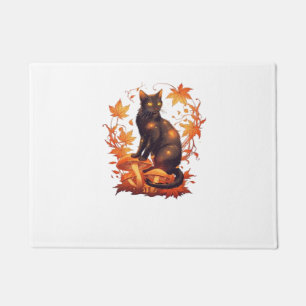 Magical Black Cat in Autumn Forest – Celestial Fal Doormat
