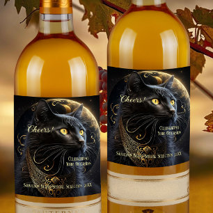 Magical Black Cat Wine Label