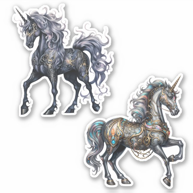Magical Black Dark Unicorns Sticker (Front)
