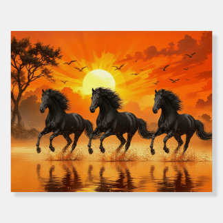 Magical Black Horses at Dawn | Relaxing Animals  Foam Board