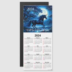 Magical Black Unicorn Magnetic Calendar Card
