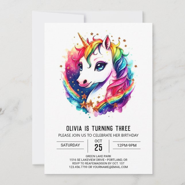 Magical Bliss Unicorn Birthday Invitation (Front)