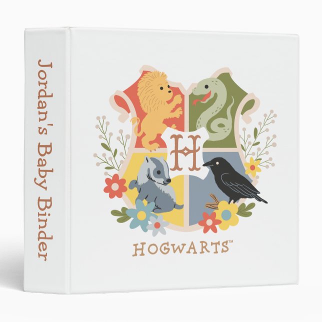 Magical Blooms HOGWARTS™ Crest 3 Ring Binder (Front/Spine)