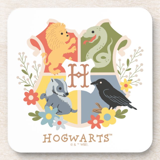 Magical Blooms HOGWARTS™ Crest Beverage Coaster (Front)
