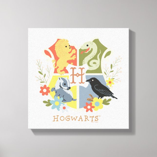 Magical Blooms HOGWARTS™ Crest Canvas Print (Front)