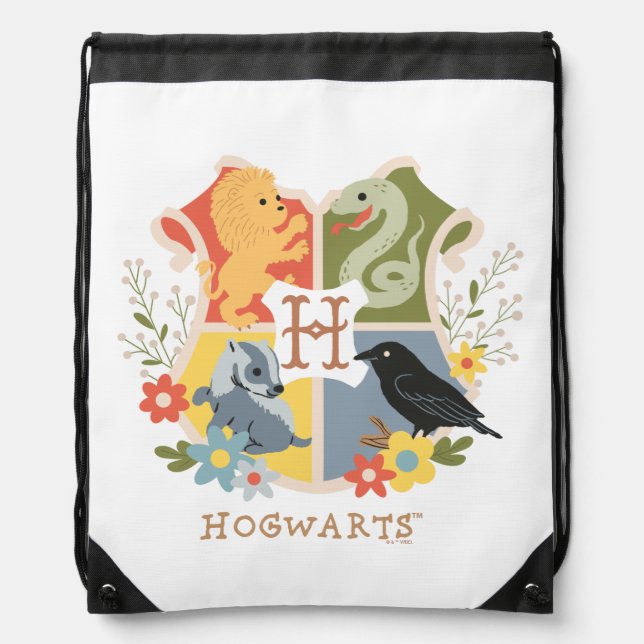 Magical Blooms HOGWARTS™ Crest Drawstring Bag (Front)