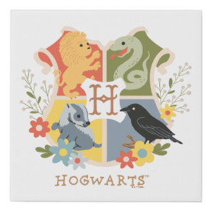 Magical Blooms HOGWARTS™ Crest Faux Canvas Print