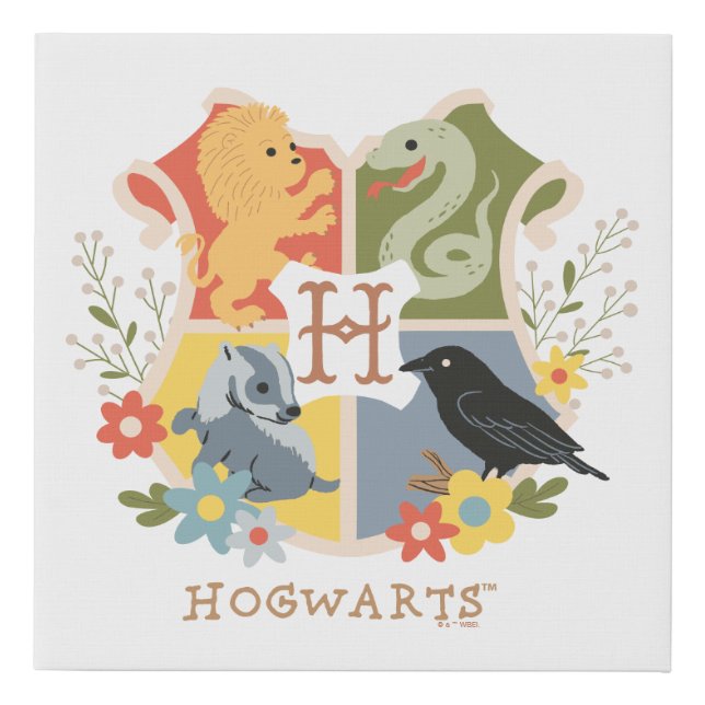 Magical Blooms HOGWARTS™ Crest Faux Canvas Print (Front)