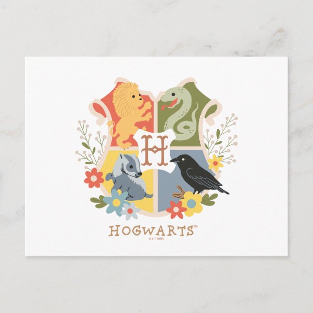 Magical Blooms HOGWARTS™ Crest Postcard (Front)
