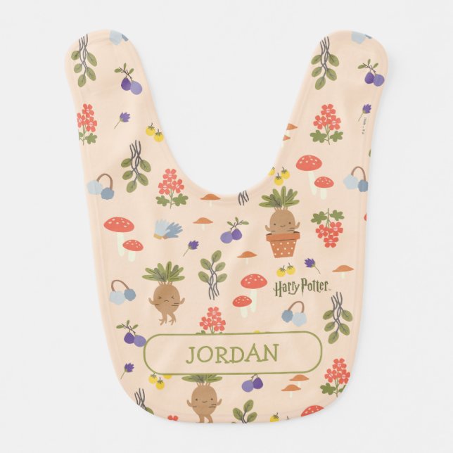 Magical Blooms Mandrake Pattern Baby Bib (Front)
