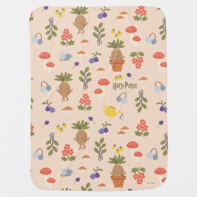 Magical Blooms Mandrake Pattern Baby Blanket (Front)