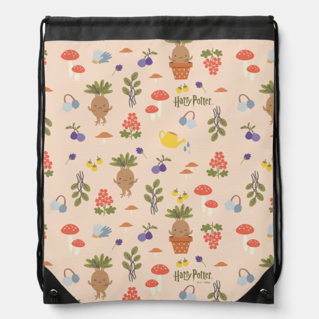Magical Blooms Mandrake Pattern Drawstring Bag (Front)