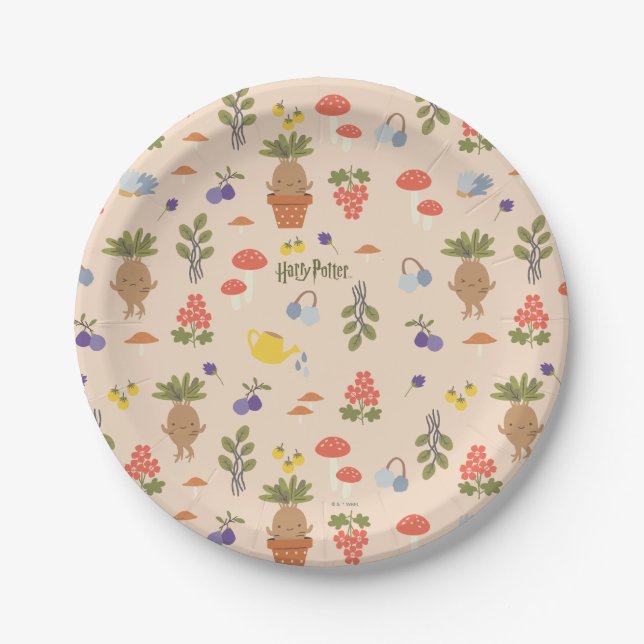 Magical Blooms Mandrake Pattern Paper Plates (Front)