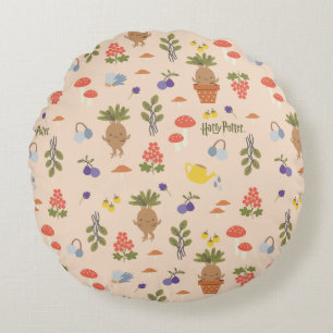 Magical Blooms Mandrake Pattern Round Pillow