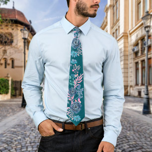 Magical Blooms Personalize Monogram Neck Tie
