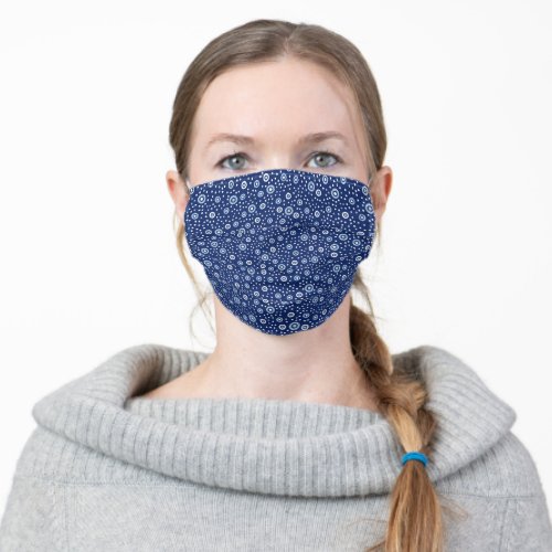 Magical Blue and White Fantasy Polka Dots Pattern Adult Cloth Face Mask